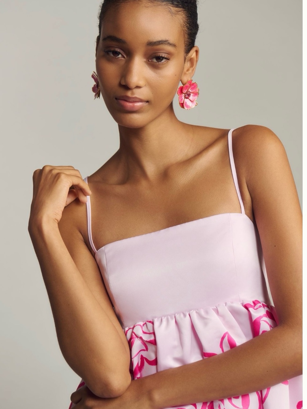 NWT - Anthropologie Maeve Pink Floral Spaghetti-Strap Mini Dress - Small - Picture 2 of 3